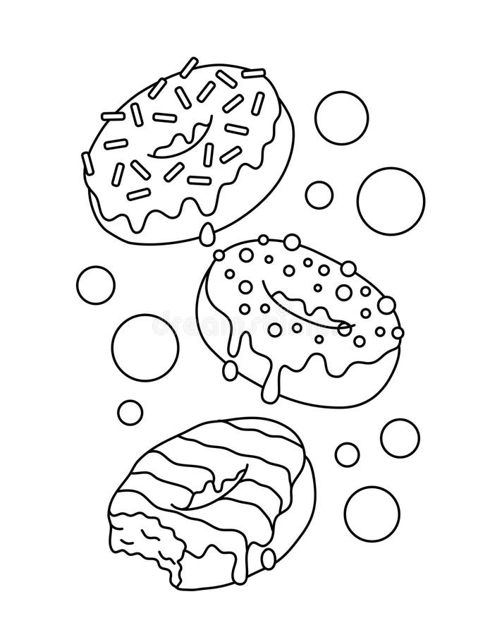 Donut Van Coloring Page for Kids. Food Truck Stock Vector