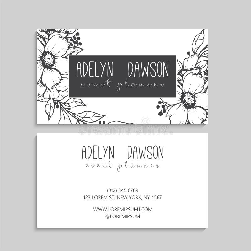 Cute Floral Pattern Business Card Name Card Design Template Stock