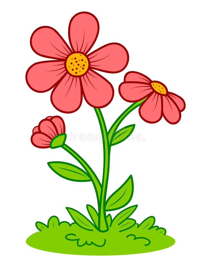 Cute Flower Cartoon. Flower and Grass Clipart Vector Illustration Stock  Vector - Illustration of flower, clipart: 223759667