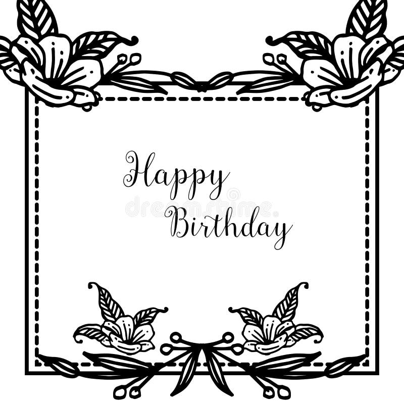 Shape of Greeting Card Happy Birthday, with Decoration Silhouette ...