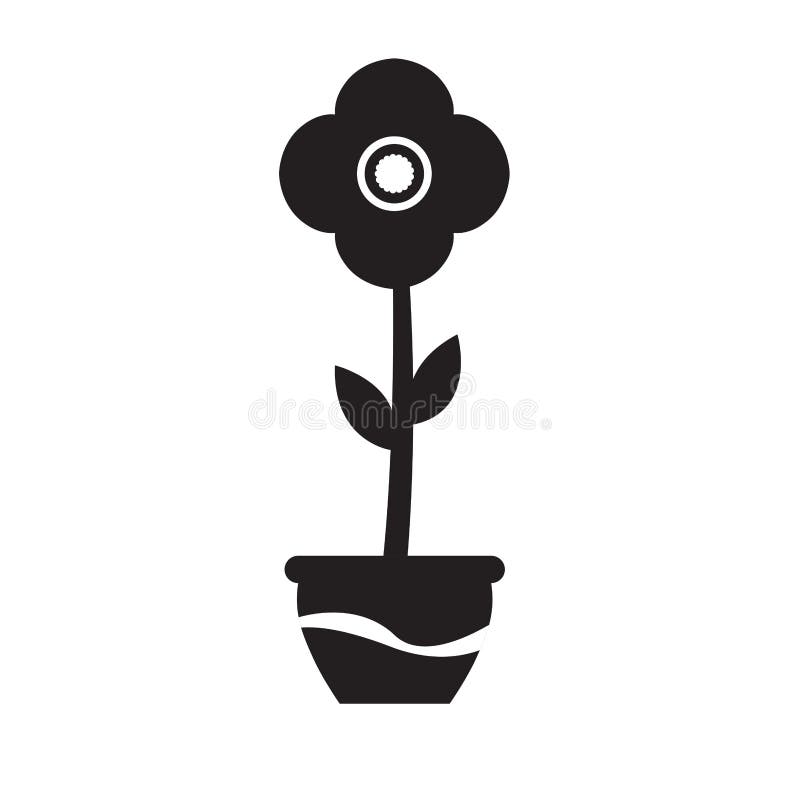 Download Cute Flower On A Pot Silhouette Stock Vector ...