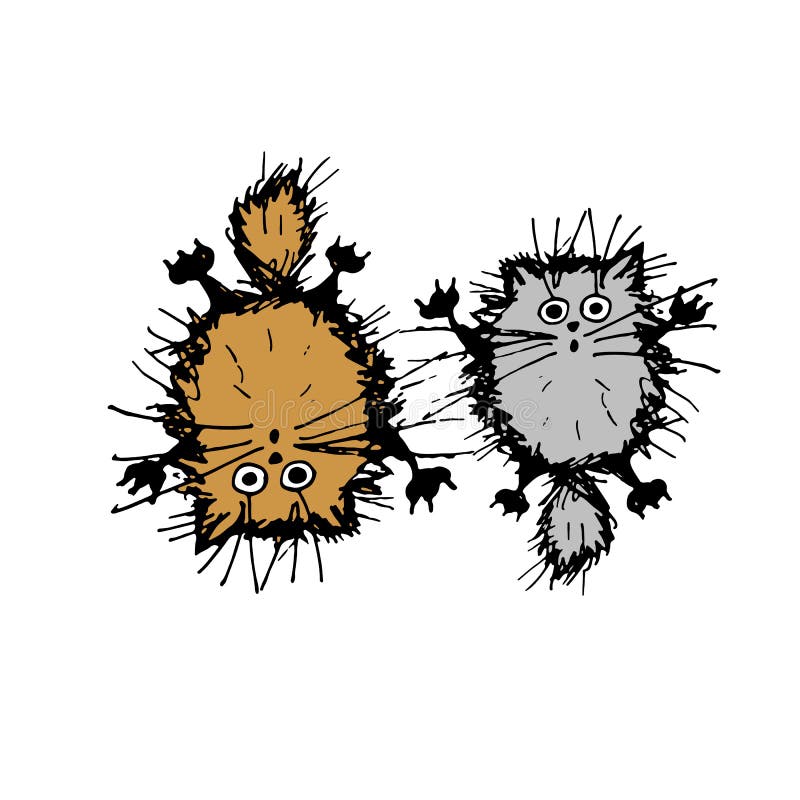 Cute fluffy cats, sketch for your design royalty free illustration
