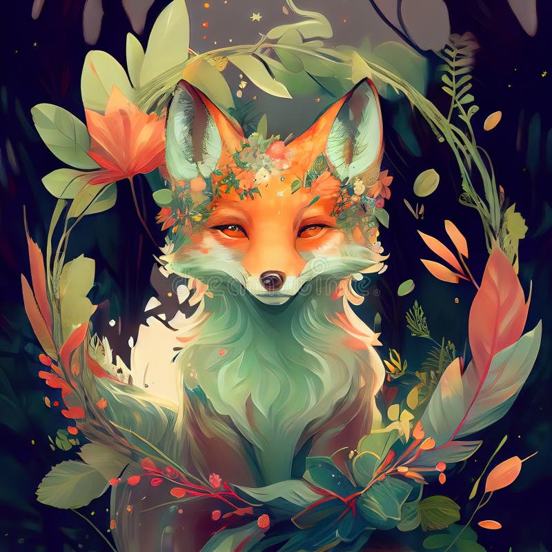 Cute Fluffy Fox - Ai Generated Stock Illustration - Illustration of ...