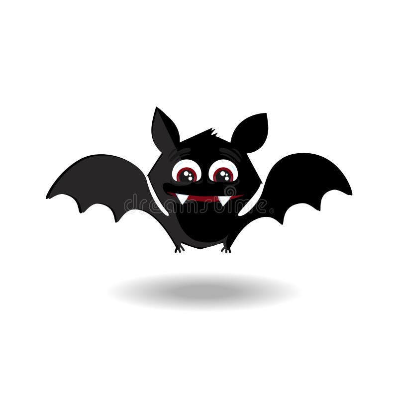Cute Flying Cartoon Bat with Fangs and Red Eyes Isolated on White  Background. Stock Vector - Illustration of children, cute: 129284340