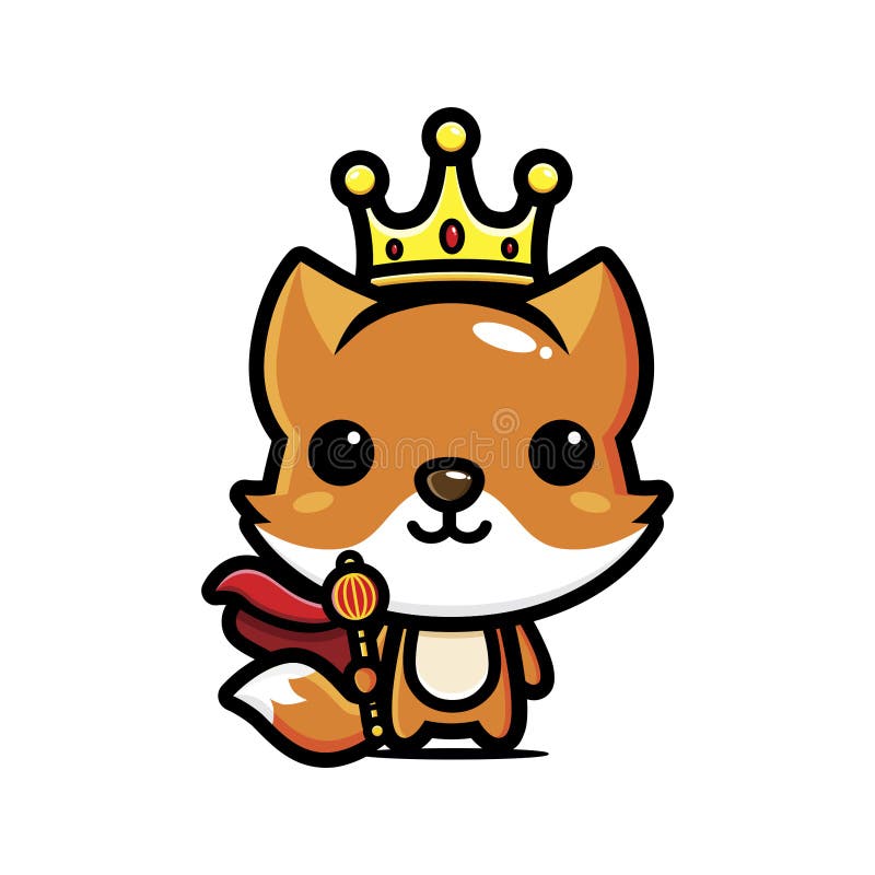 The Cute Fox Animal Cartoon Character Becomes the Fox King Wearing a Crown  Stock Vector - Illustration of fresh, crown: 212960333