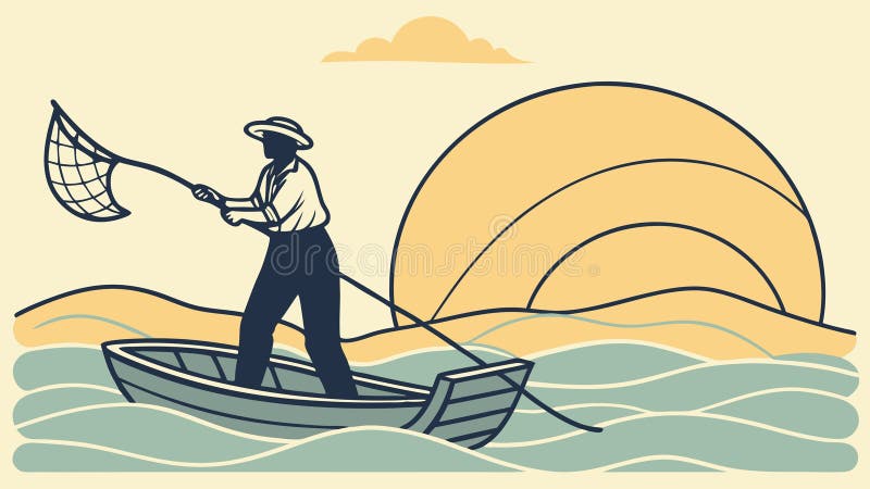 Cute Fox Sleeping Curled up Under the Moon, vector design Generative AI royalty free illustration