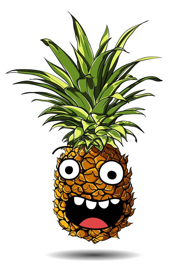 Cute fresh Pineapple cartoon character emotion fun