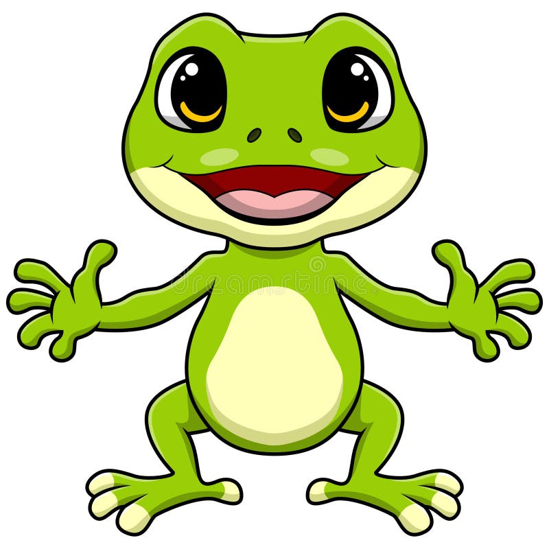 Cute frog cartoon on white background