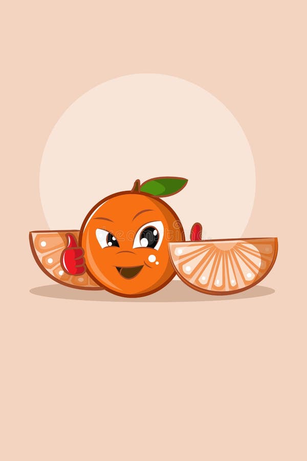 Cute Fruit Orange Smile with Hand Red Character Design Illustration ...