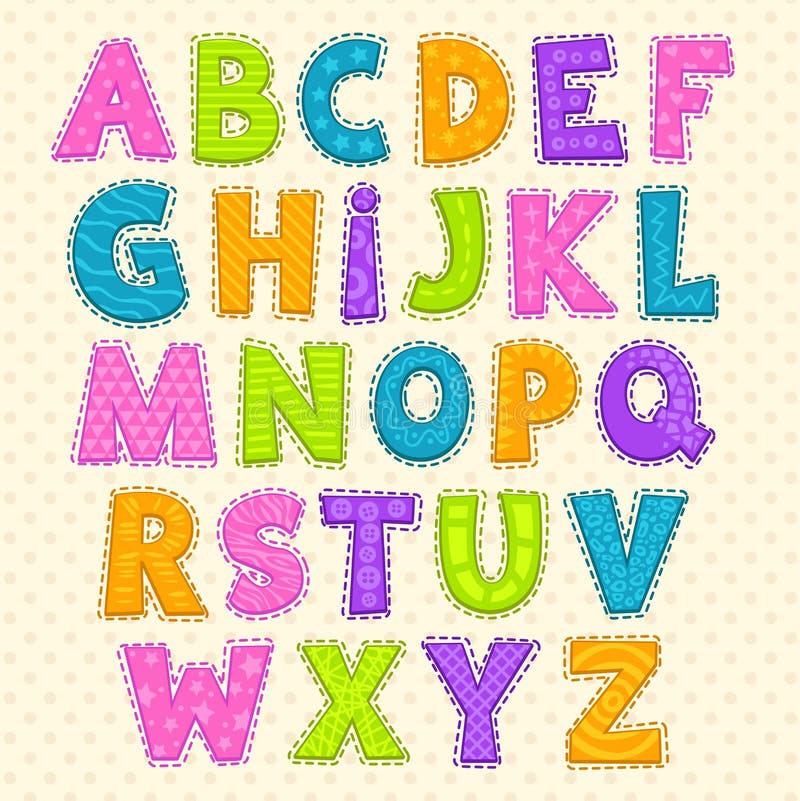 Cute funny childish alphabet royalty free illustration