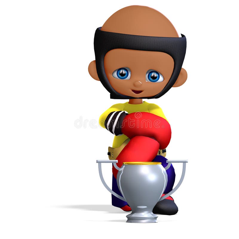 Cute and funny childish cartoon boxer stock illustration