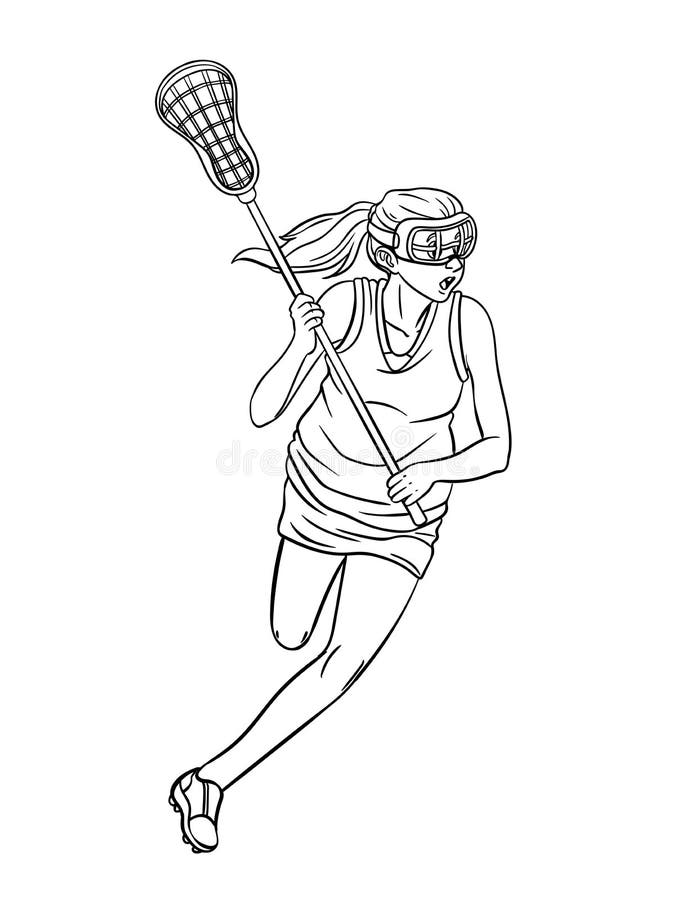 Lacrosse Isolated Coloring Page for Kids Stock Vector - Illustration of ...