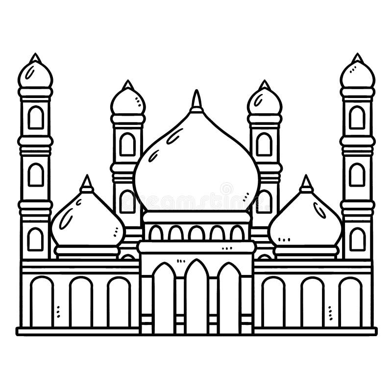 Ramadan Mosque Isolated Coloring Page for Kids Stock Vector ...