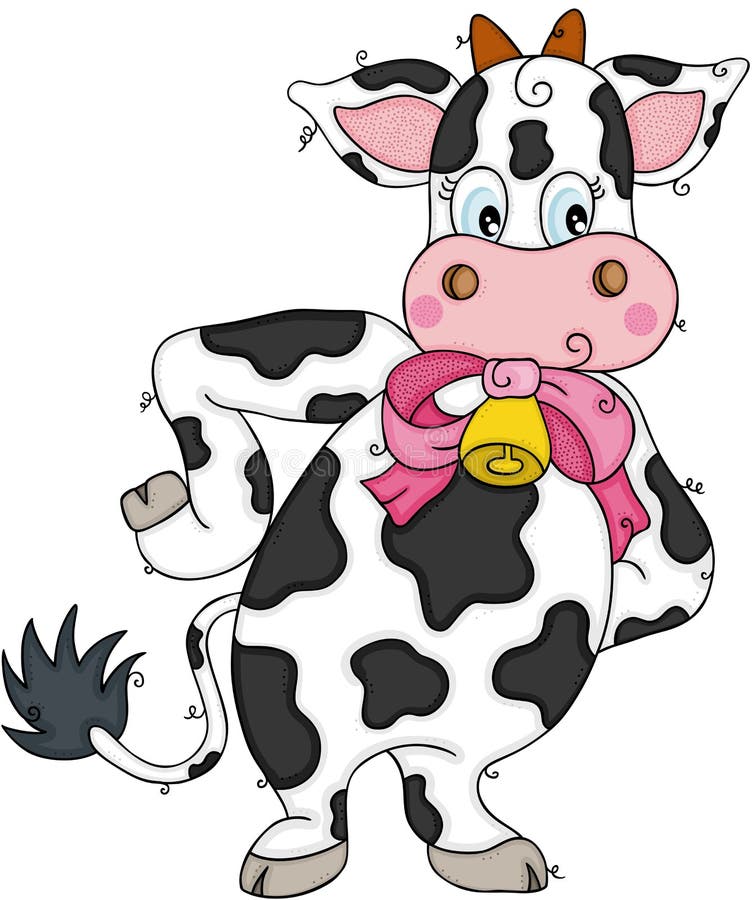 Download Funny cow with bow stock vector. Illustration of childhood ...