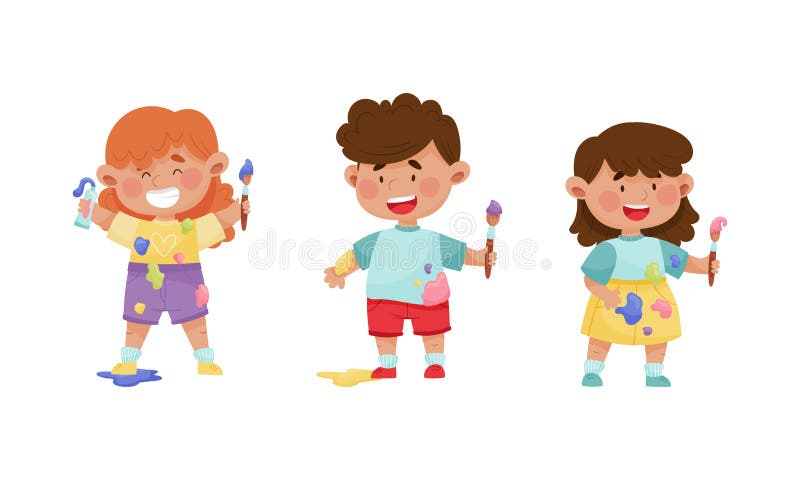 Little Boy Cartoon Painting Stock Vector - Illustration of cute ...