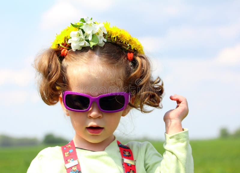 Cute Funny Little Girl in Sunglasses Stock Image Image of little