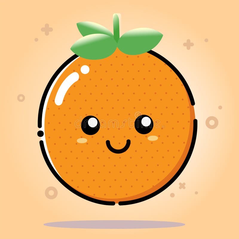 Cute Funny Orange Vector Cartoon Illustration Design with Iconic Face ...
