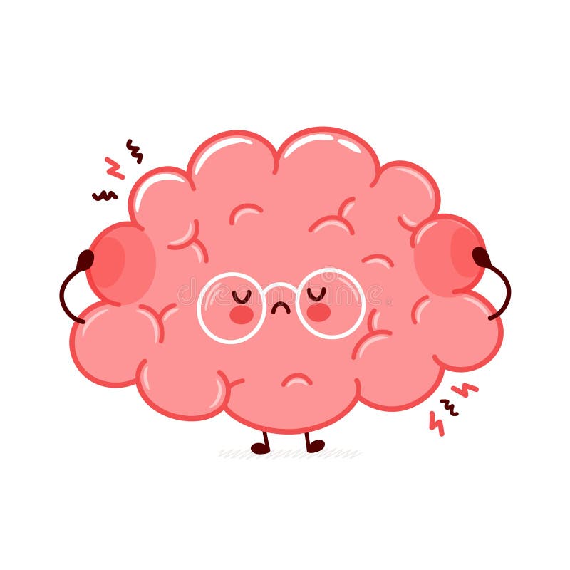 Cute Funny Sad Human Brain Organ Character Stock Vector - Illustration of  distress, isolated: 202099393