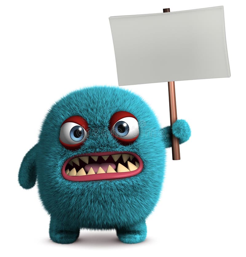 3 d cartoon cute furry monster. Yeti illustrations