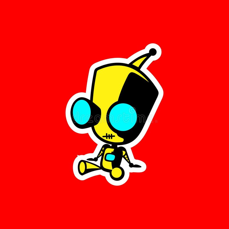 Cute Futuristic Robot Sticker Vector Design royaltyfri illustrationer