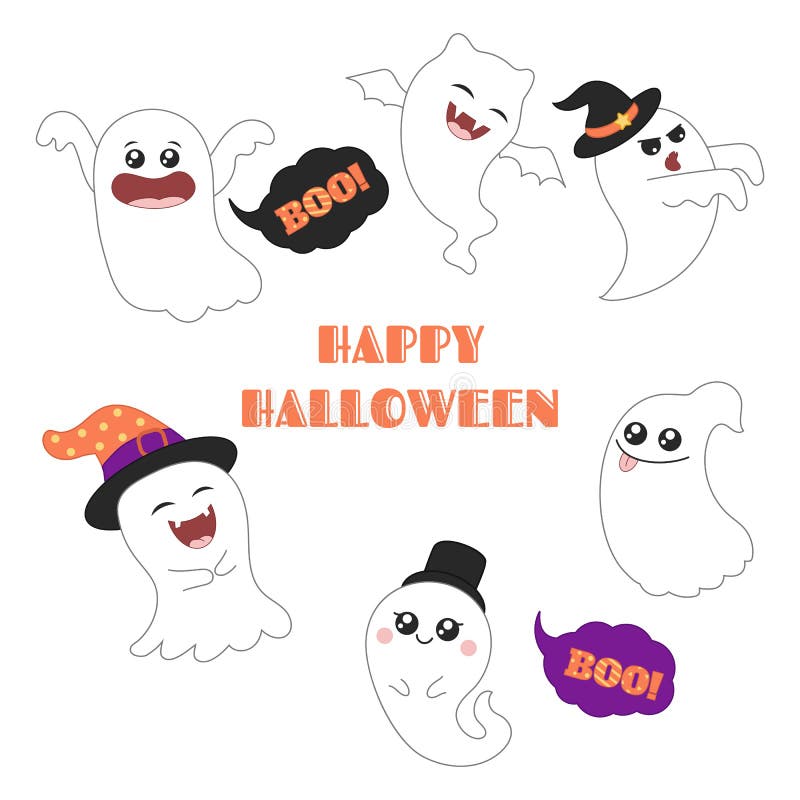 Cute Ghost Character Illustration Stock Vector - Illustration of float ...