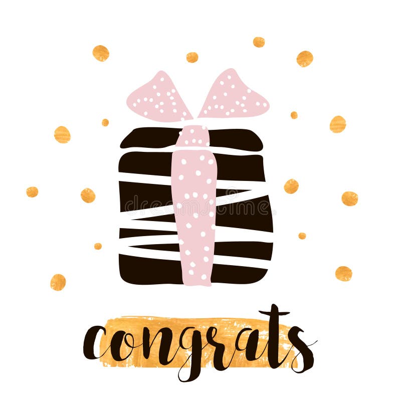 Download Cute Gift Box With Text Congrats Wish. Greeting Card ...