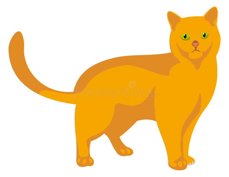 Red Cat cute funny character in doodle cartoon style. Ginger