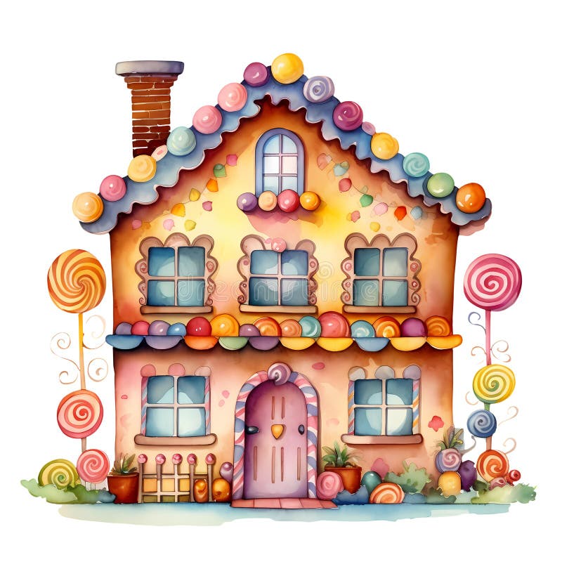 Cute Gingerbread House Watercolor Clipart Illustration AI Generative ...