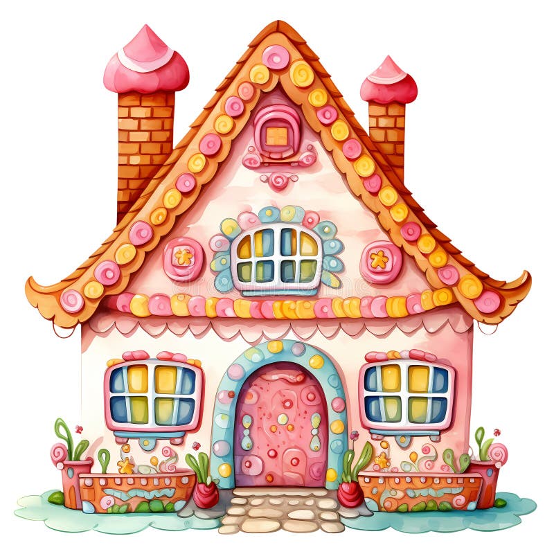 Cute Gingerbread House Watercolor Clipart Illustration AI Generative ...