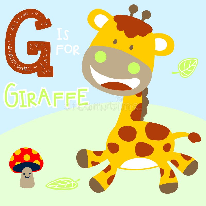 Cute giraffe cartoon stock vector. Illustration of preschool - 93012343