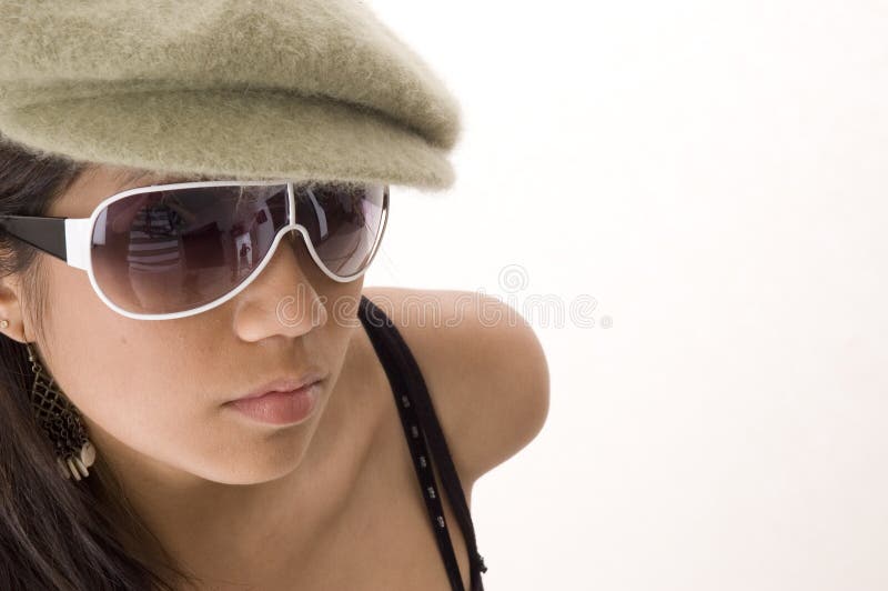 Cute Girl in sunglasses and hat