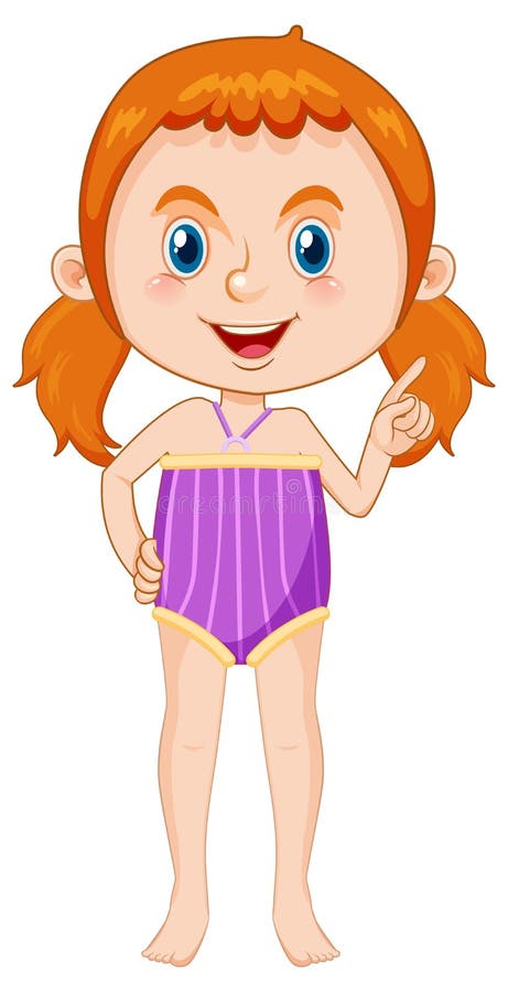 Cute Girl Cartoon Character Wearing Swimming Suit Stock Vector ...