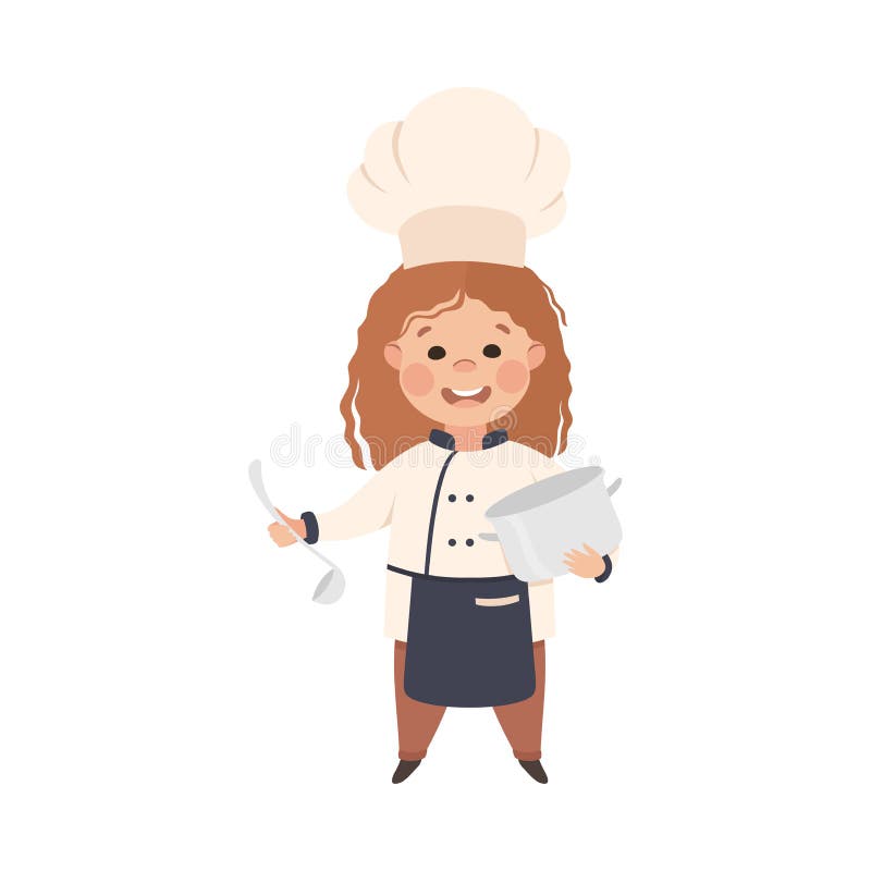 Kitchen Chef Cartoon Illustration of Woman Holding Stock Vector ...