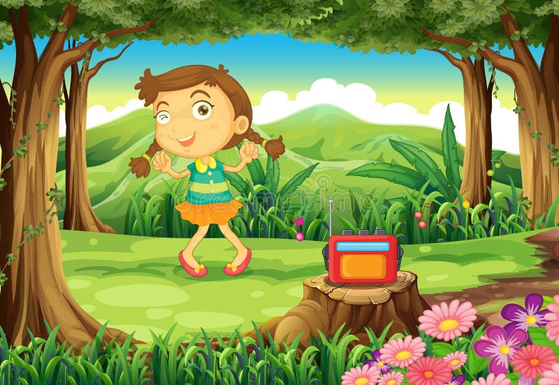 A cute girl dancing in the middle of the woods. Illustration of a cute girl dancing in the middle of the woods stock illustration A cute girl dancing in the middle of the woods. Illustration of a cute girl dancing in the middle of the woods stock illustration
