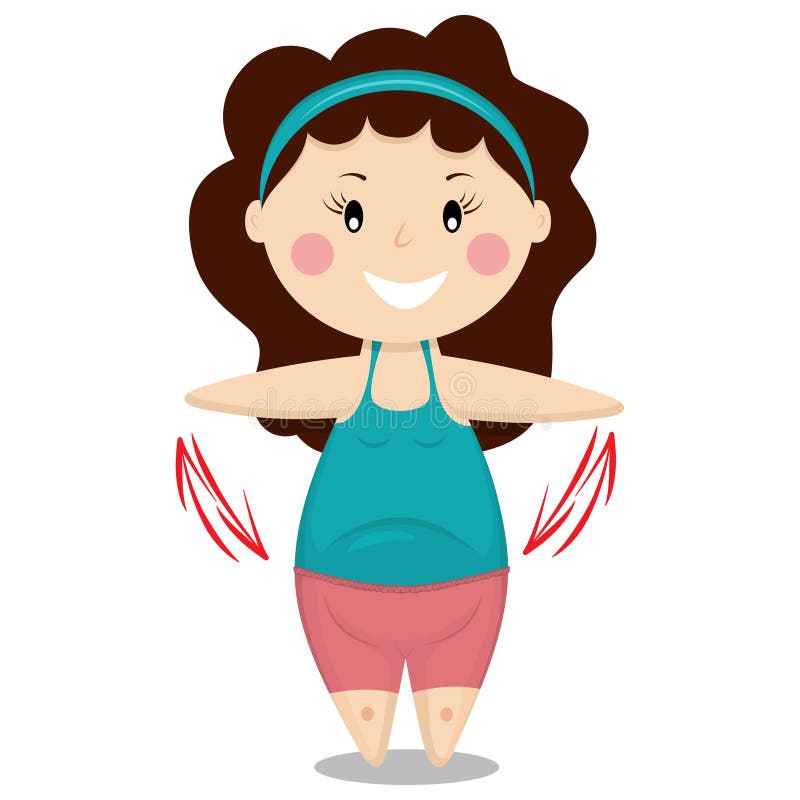 Workout Girl. Fitness Exercise. Cartoon Vector Illustration Stock