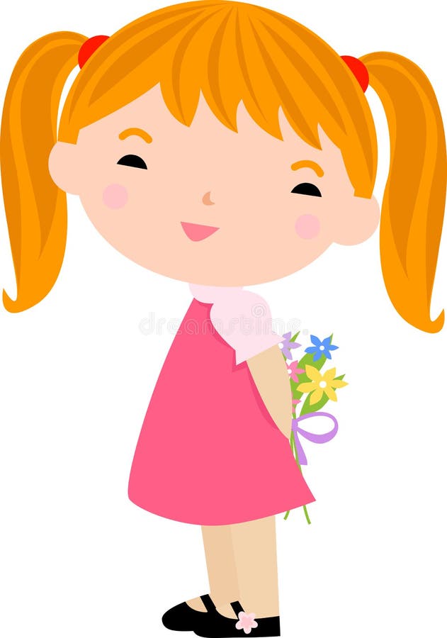 Cute girl and flower stock vector. Illustration of education 27718131