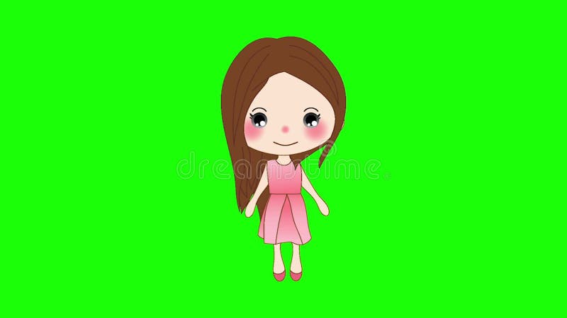 Cute Girl on a Green Background. Lady Jumping, Animated Woman ...