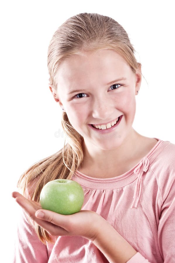 Girl with green apple