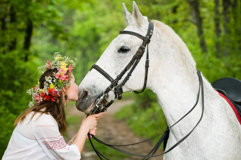 Cute girl with horse