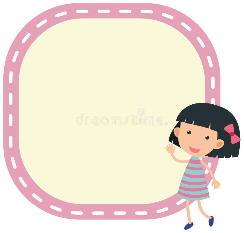Cute girl on note template stock vector. Illustration of blank 149494179