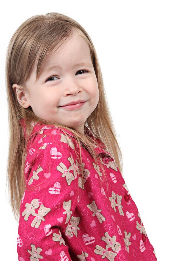 Cute girl in pajamas stock image. Image of bear, grins 14237305