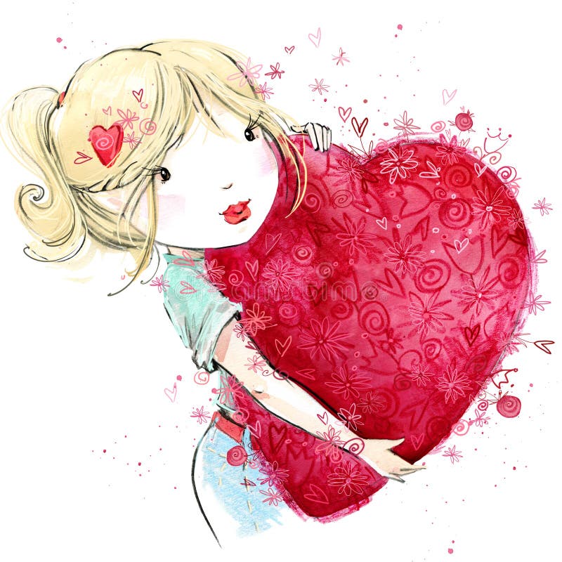 Valentines day watercolor red heart. Red heart set. Valentine day card.  Valentines heart. watercolor background. Watercolor texture drawing heart.  Textured Valentines heart Stock Illustration by ©dobrynina_art #94375116