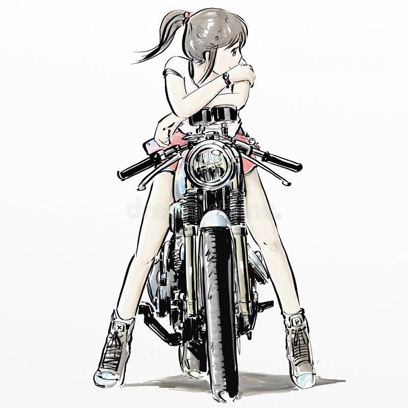 Cute Girl Riding Motorcycle Stock Illustration - Illustration of cool, graphic: 70868447 Cute Girl Riding Motorcycle Stock Illustration - Illustration of cool, graphic: 70868447