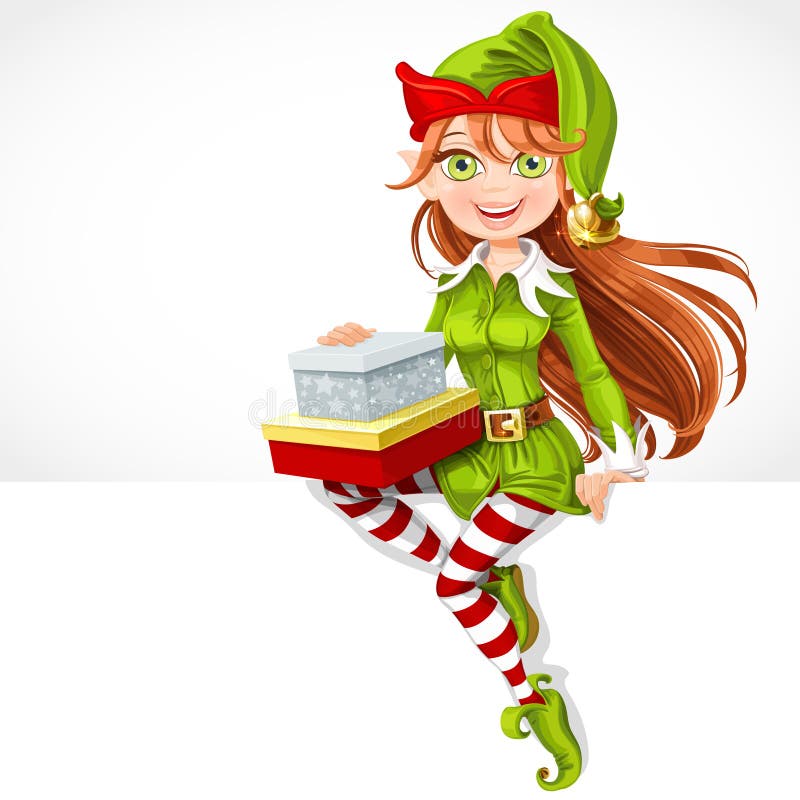 Girl in Santa dress stock illustration. Illustration of christmas - 7092532