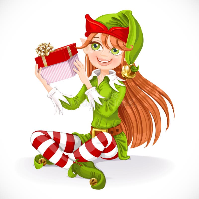 Cute Girl Santa Elf Gift Stock Illustrations – 1,898 Cute Girl Santa ...