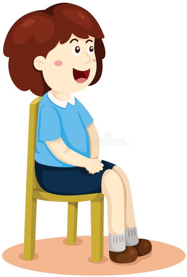Illustration of isolated cute girl sitting on the chair