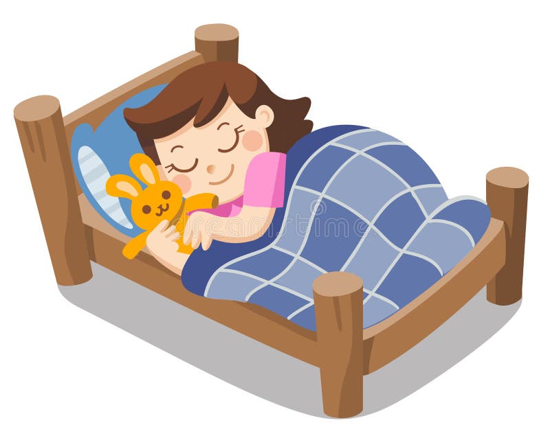 A Cute Girl Sleep On Tonight Dreams Stock Vector Illustration Of