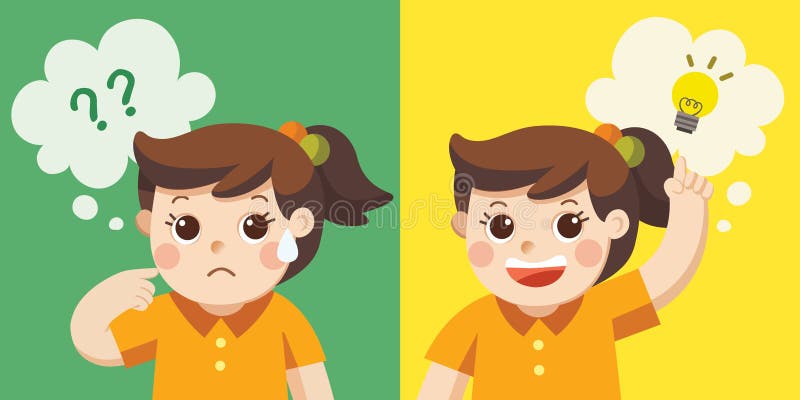 Learning And Growing Children. A Cute Girl Thinking. Stock Vector -  Illustration of girl, concept: 128135005