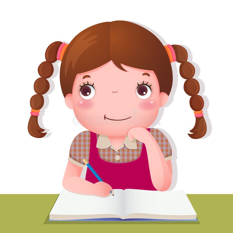 https://thumbs.dreamstime.com/b/cute-girl-thinking-working-her-school-project-illustration-56906028.jpg