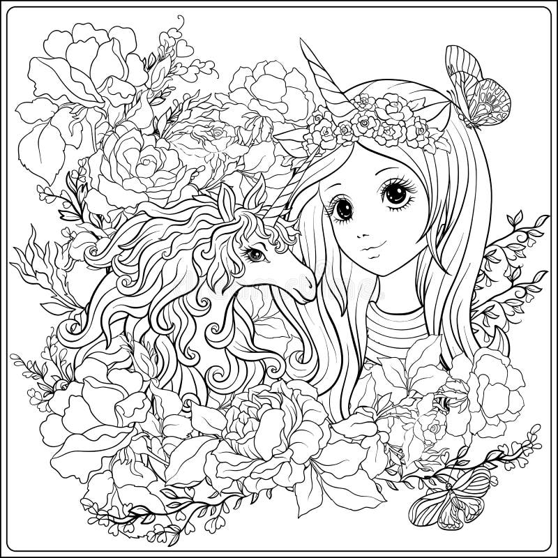 https://thumbs.dreamstime.com/b/cute-girl-unicorn-roses-garden-outline-drawing-coloring-page-coloring-book-adult-stock-vector-rr-cute-girl-unicorn-101475571.jpg